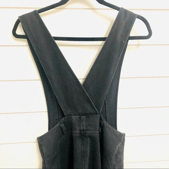 ZARA Black Denim Midi Pinafore Overall Button Down Dress Size XS NWT - Picture 11 of 14